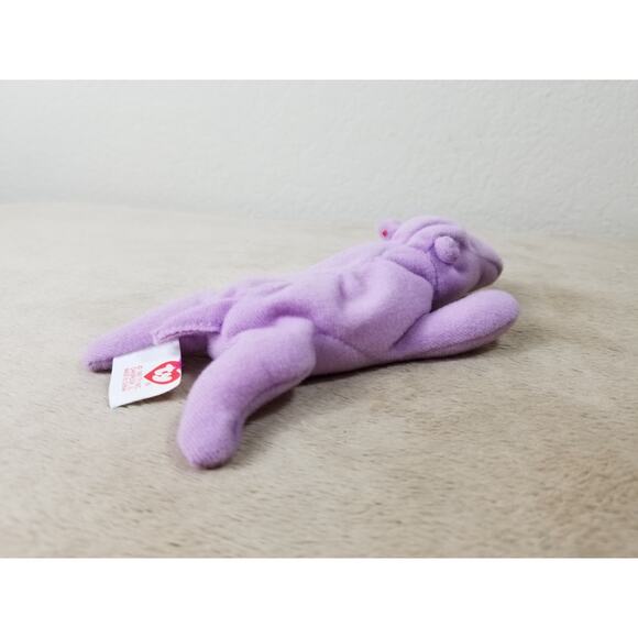 TY Beanie Babies Happy Hippo 1993 Lavender Stuffed Animal Plush Toy 6 1/4" Vtg - Picture 5 of 10